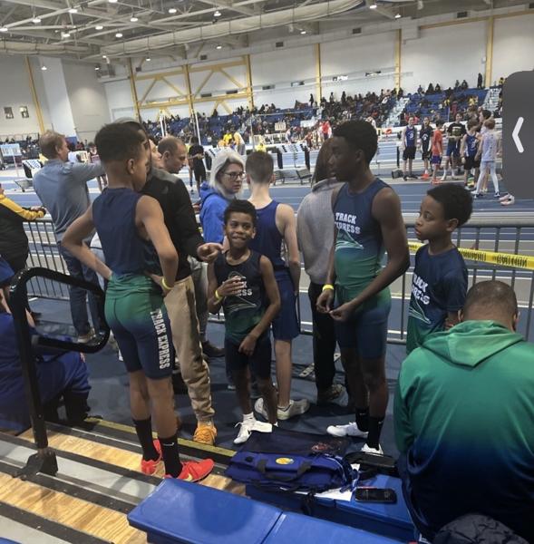 Track Express team getting ready in the stands